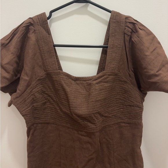 OAK + FORT Brown Square-Neck Mini Dress - Espresso Brown - Picture 6 of 8